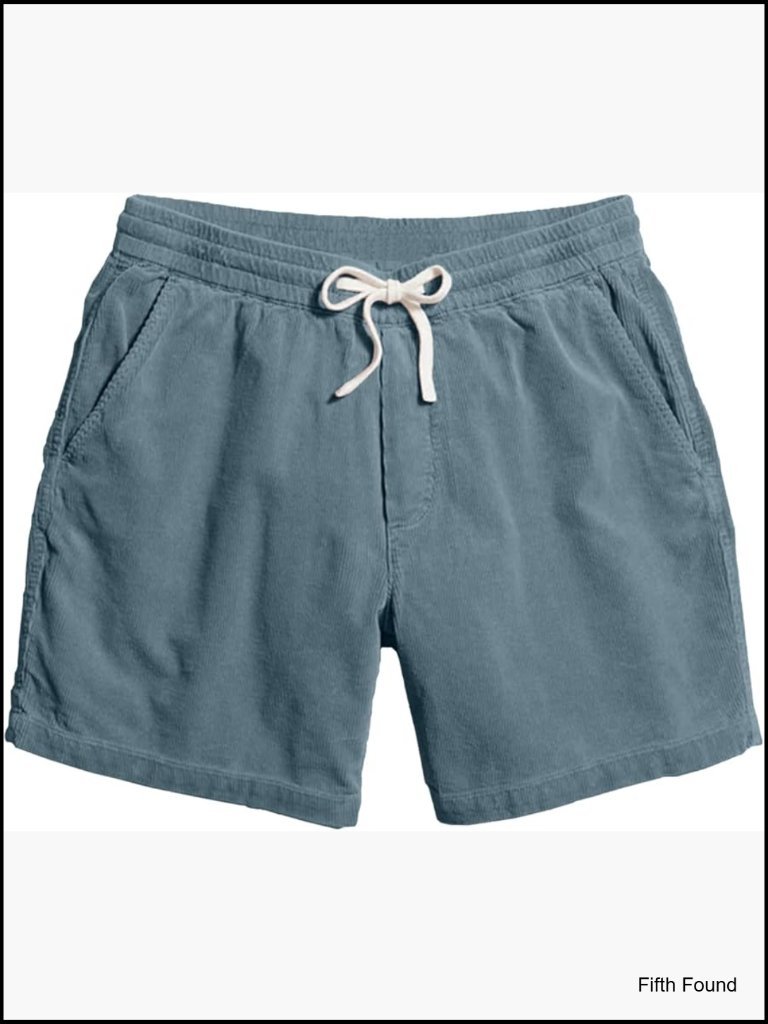 Men's Corduroy Shorts 5" Inseam Drawstring Elastic Waist Casual Summer Beach